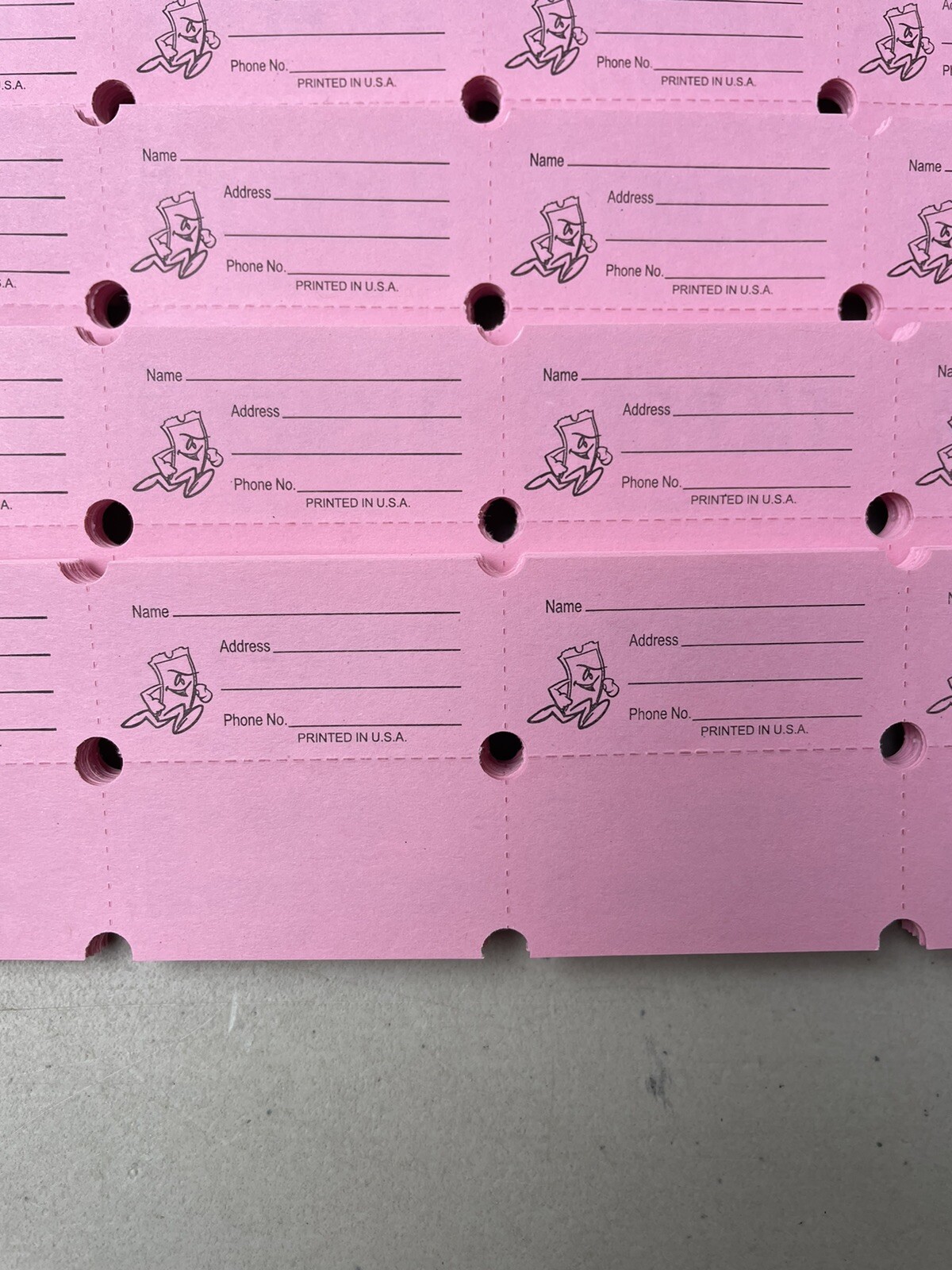 Light Pink Raffle Tickets Package of 500 Folded Double Stub Split The Pot 50/50