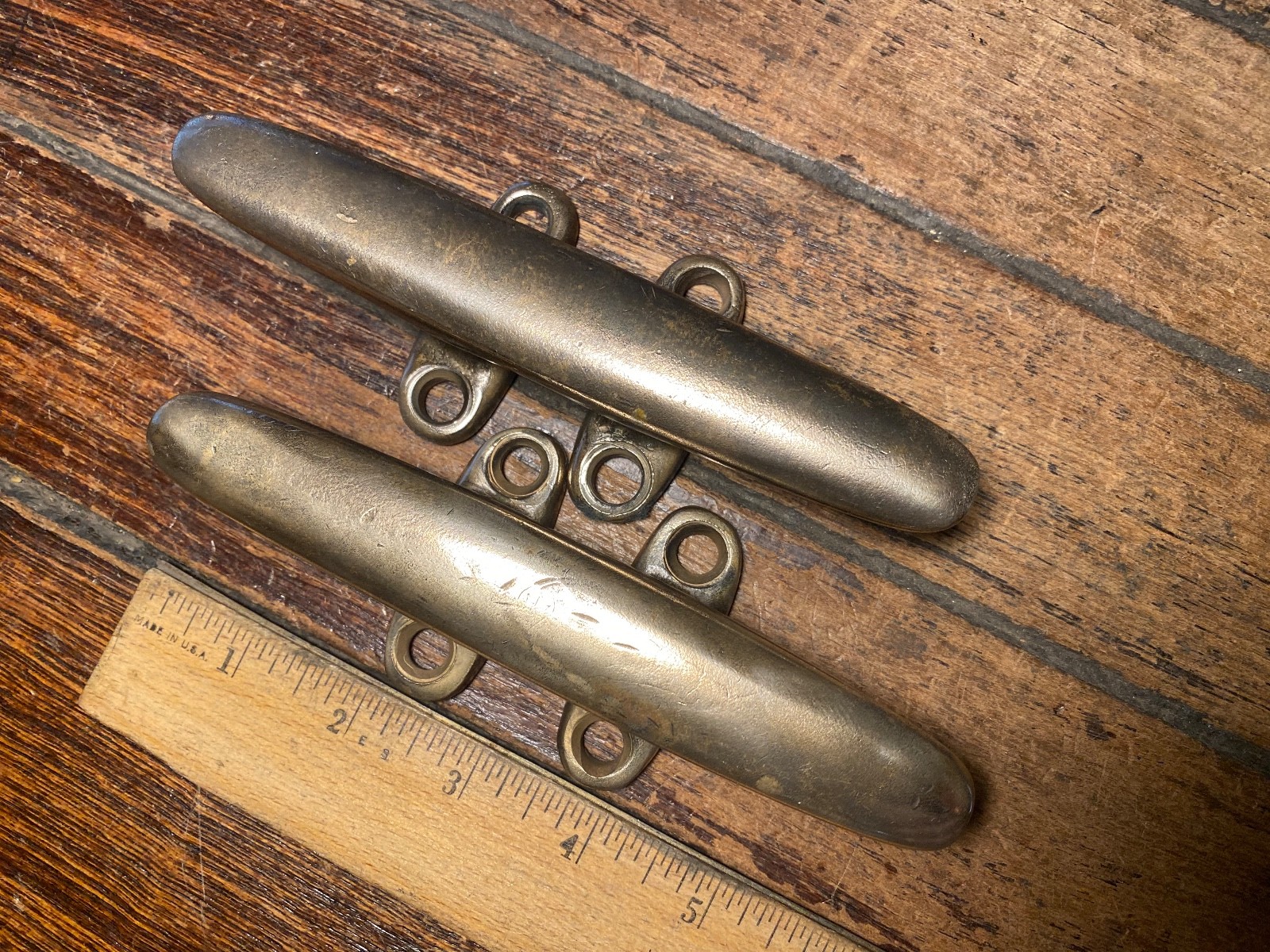 PAIR OF VINTAGE CAST POLISHED **SOLID** BRONZE 6" CLEATS