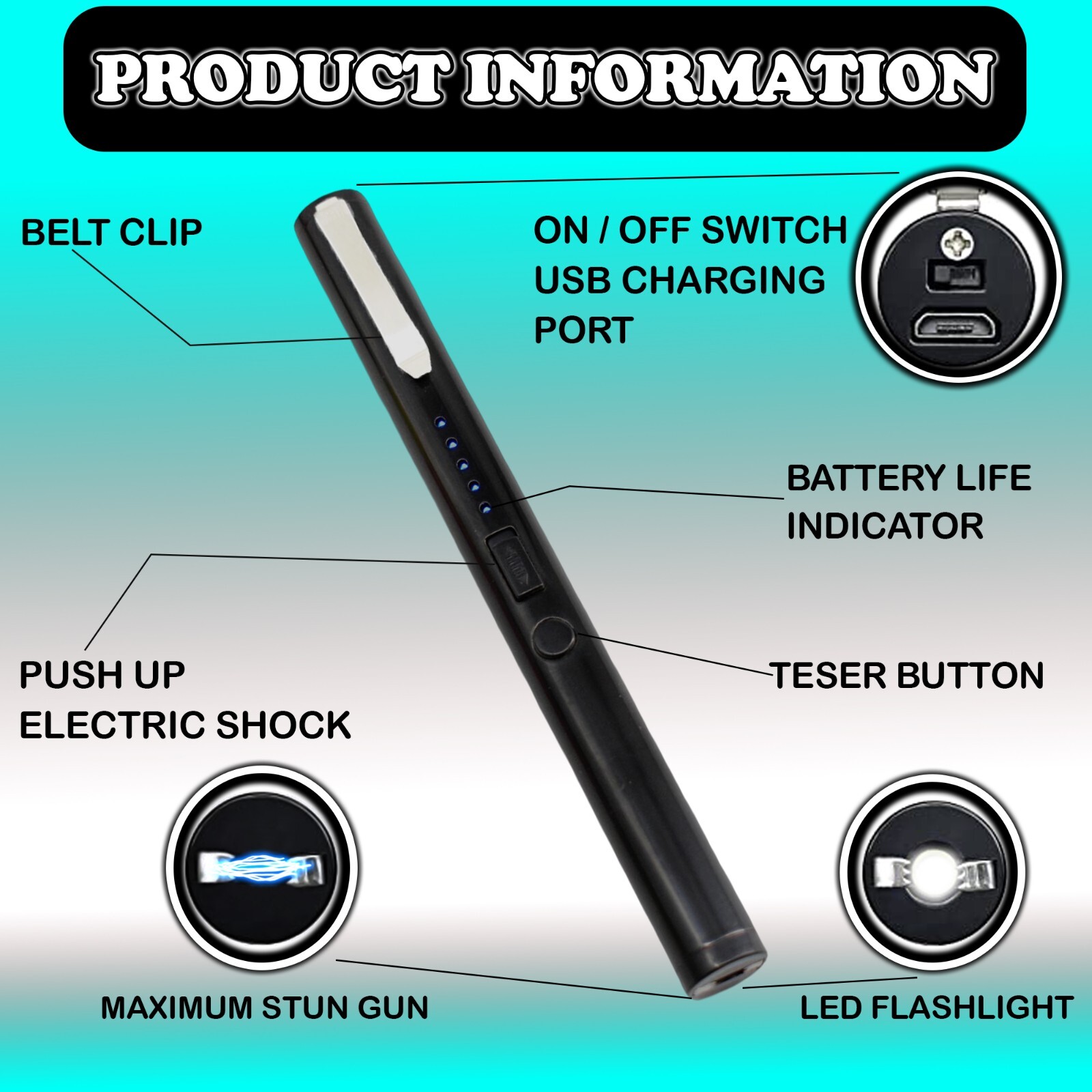 FIGHTSENSE High Power Stun Gun & Pepper Spray for Self Defense Combo Pack