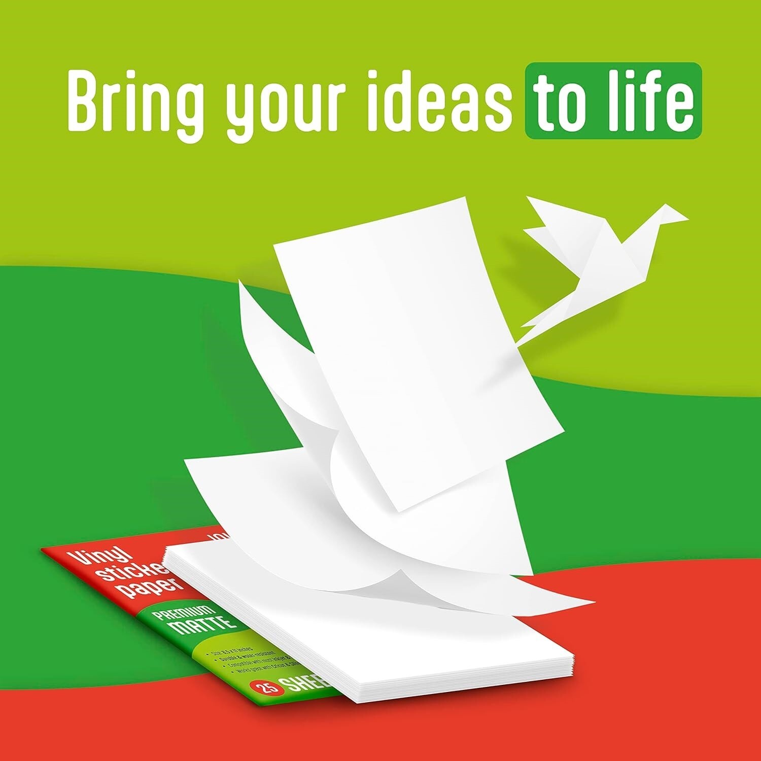 100 Matte 8.5"x11" Printable Vinyl Sticker Paper for Inkjet Laser Waterproof