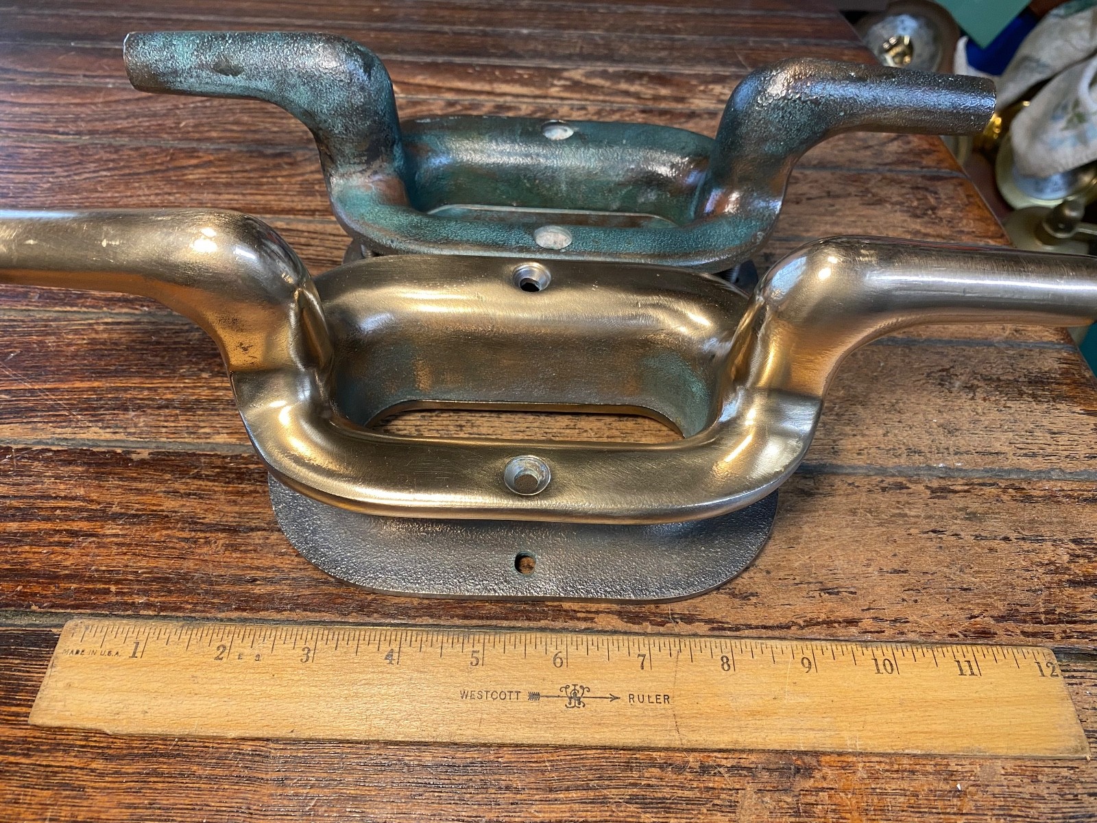 VINTAGE CAST BRONZE COMBINATION CLEAT/HAWSE HOLE 12" LONG (2 avail)