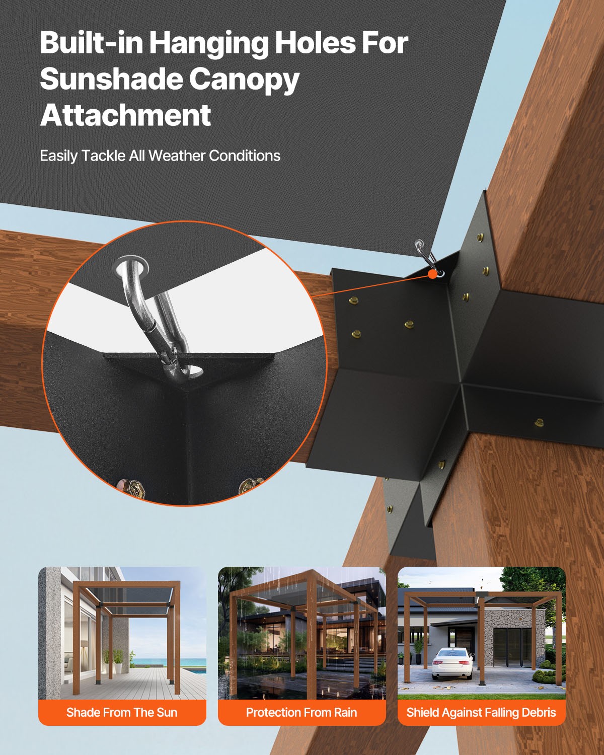 VEVOR 6x6" Pergola Bracket Kit Inner 5.5x5.5 4-Way Woodworks DIY Post 2 pcs