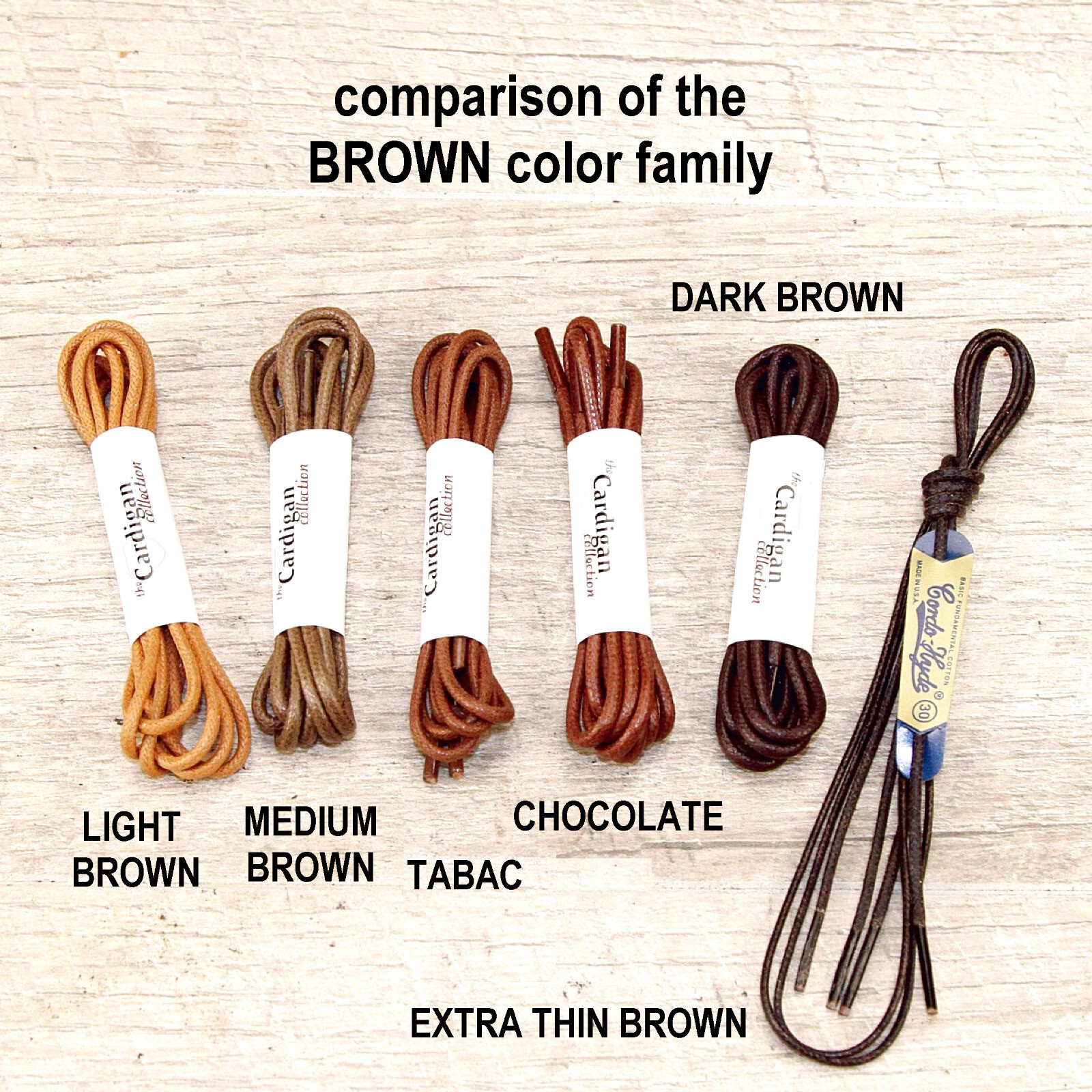 EXTRA THIN BROWN Waxed Cotton SHOELACES Laces (any qty = one ship) Allen Edmonds