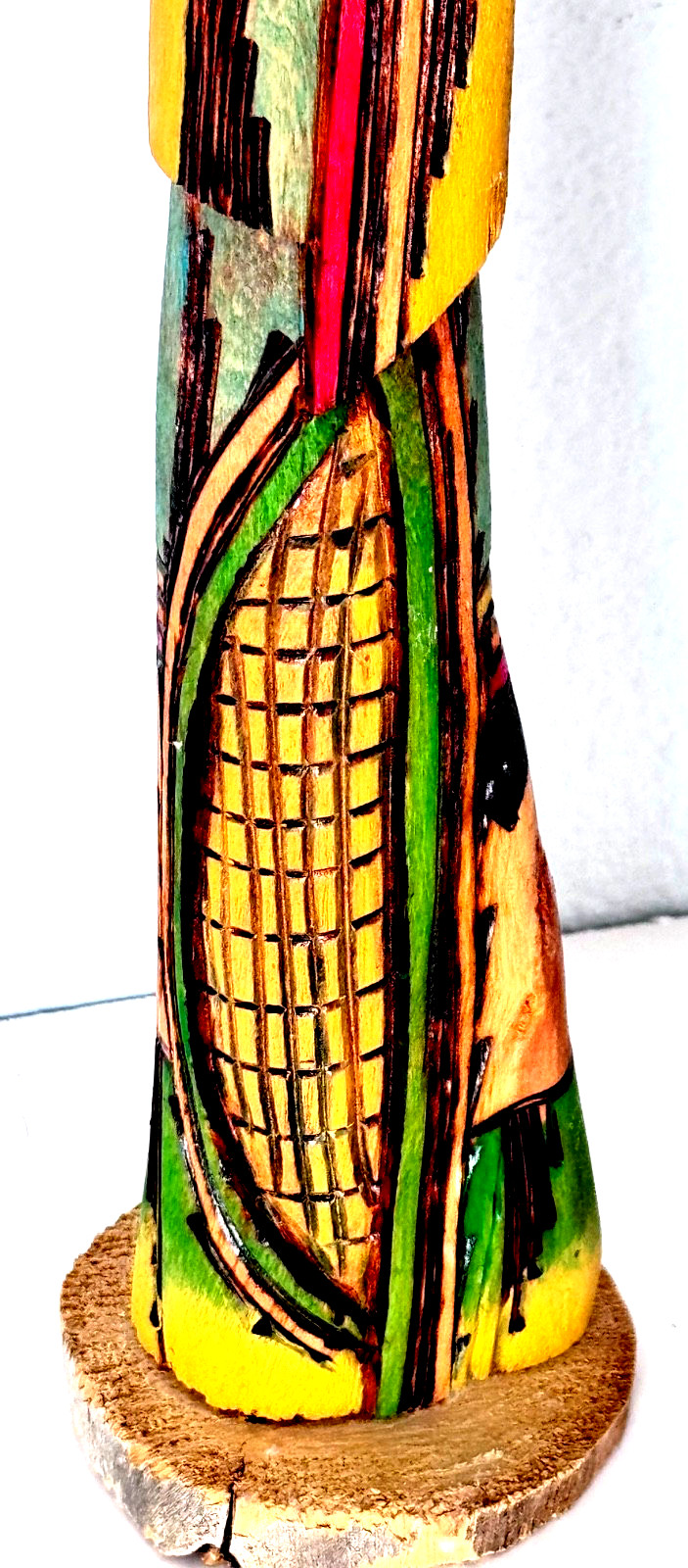 Hopi Kachina Native American Yellow Corn Maiden Signed Carved Cottonwood 14" + T