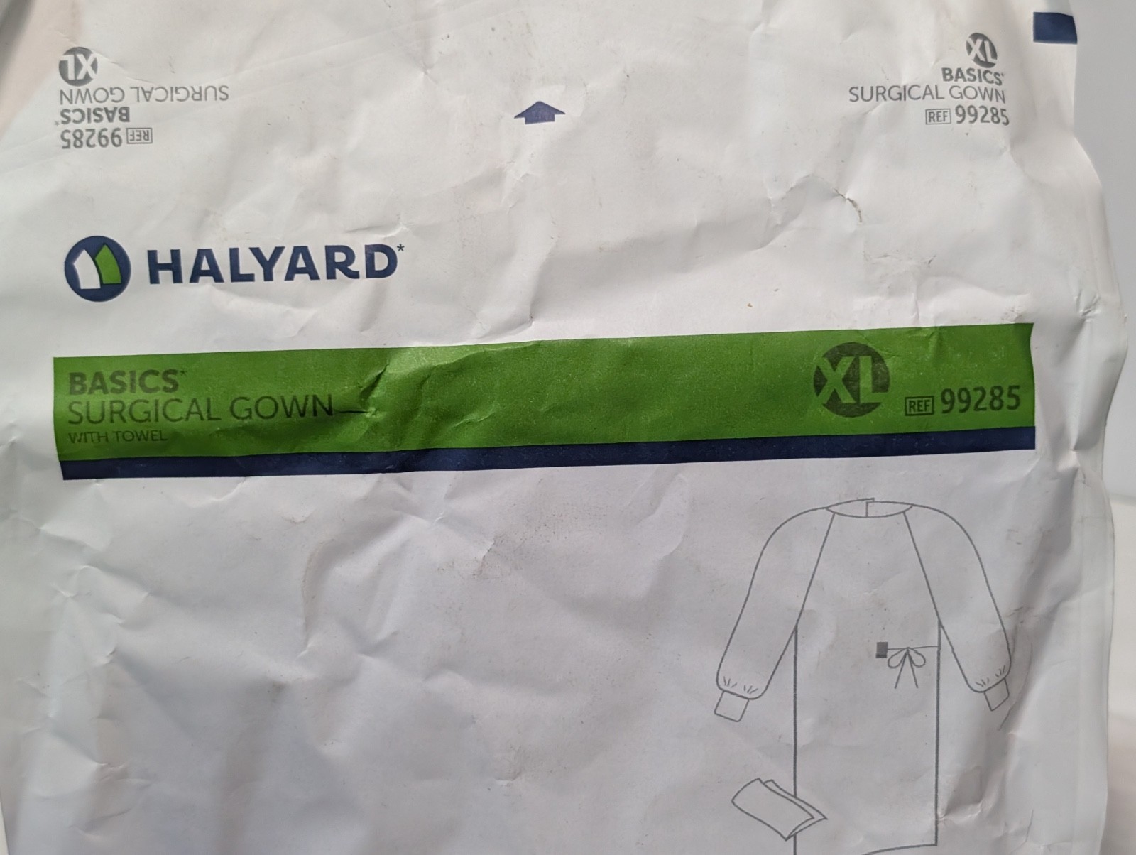 Mixed Lot of 4: Cardinal Health 9545 (x3), Halyard 99285 (x1) XL Surgical Gowns