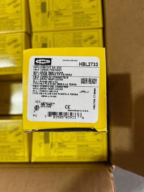 HUBBELL TWIST-LOCK INSULGRIP HBL2733 FEMALE 30A 480VAC 3P 4W GRND NEW