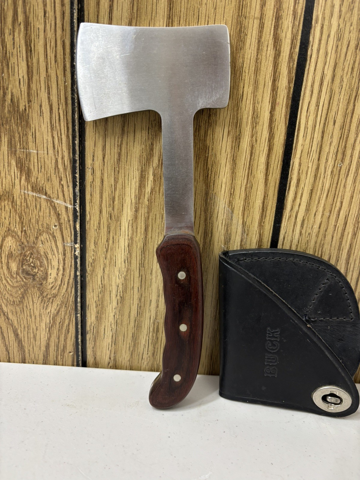 Vintage Buck 106 Hatchet Hunter Axe with Original Sheath, Used