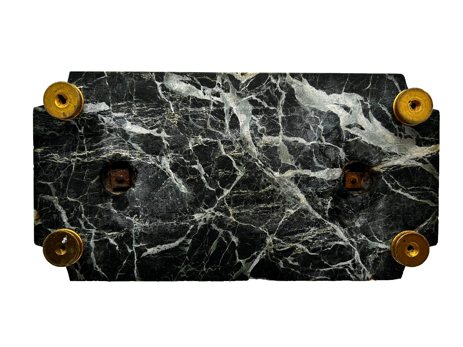 Antique Green Empire Marble and Bronze Inkwell