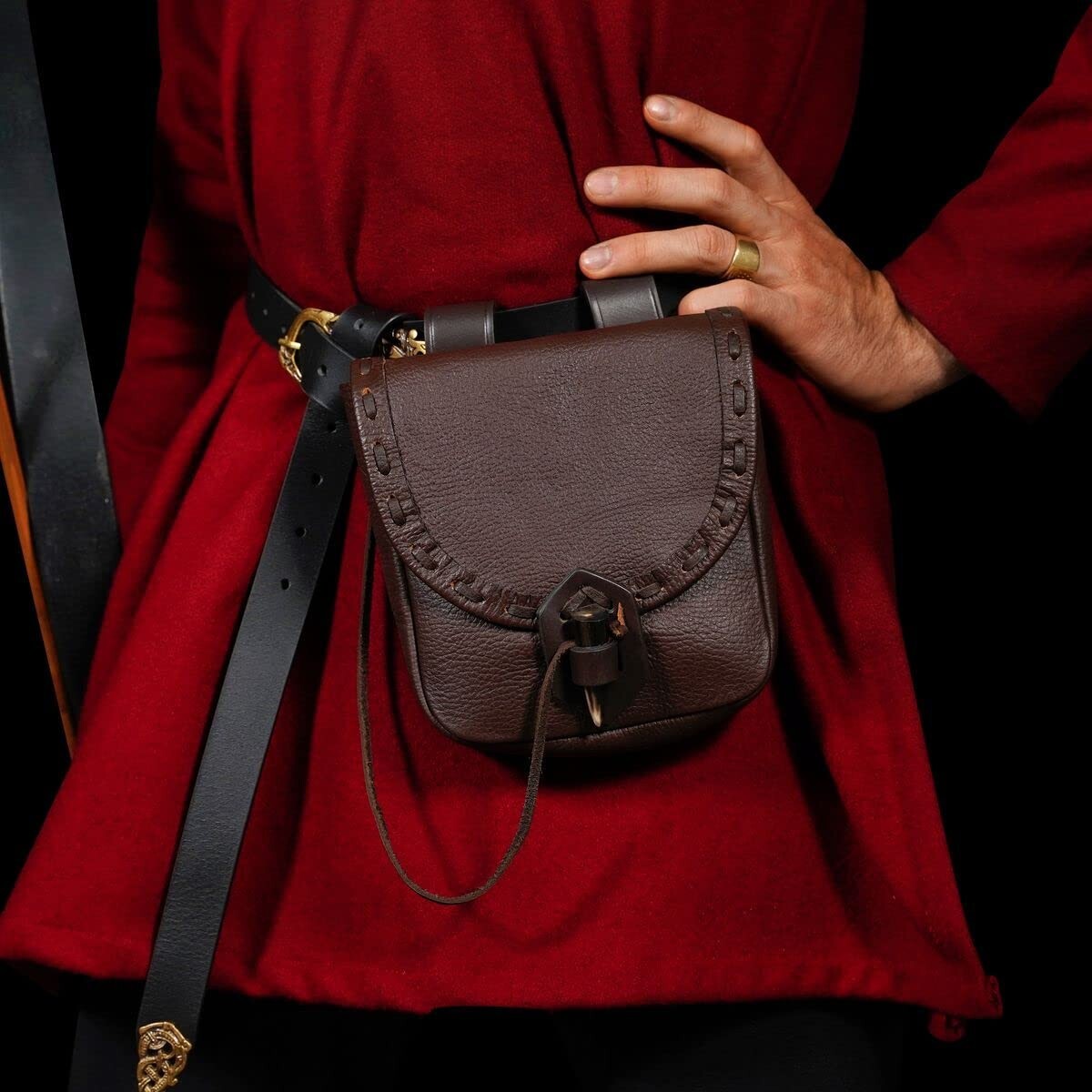 Leather Belt Pouch Medieval Renaissance Reenactment Cosplay Waist Belt Bag Brown