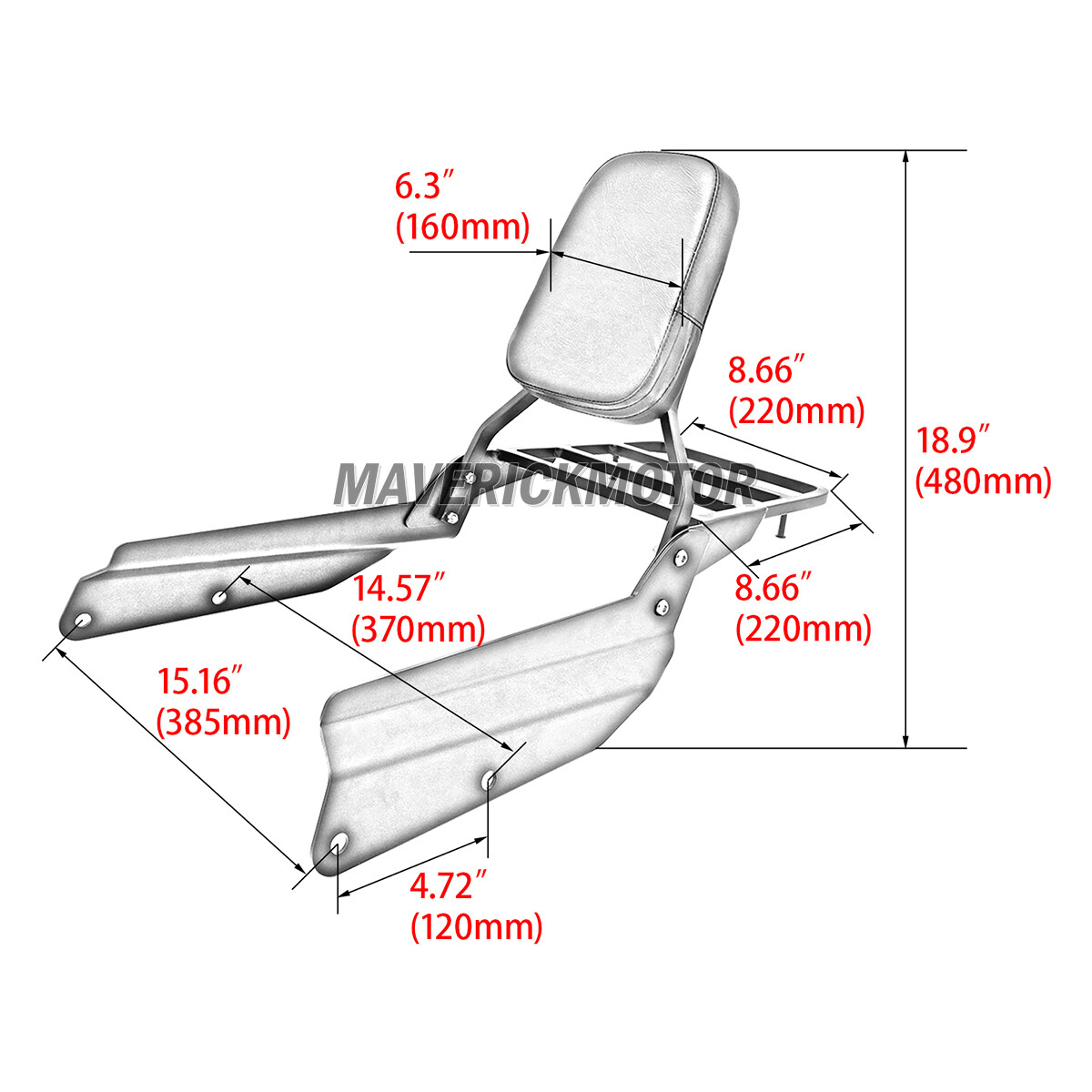 Rear Sissy Bar Backrest With Luggage Rack Pad Honda VTX 1300 1800 N R S T 02-09