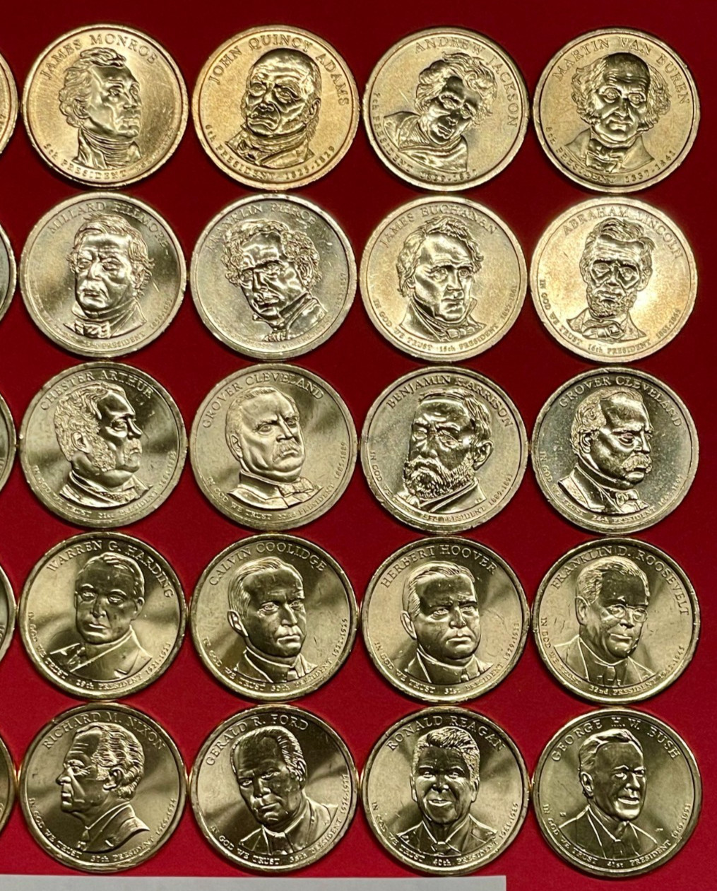 Complete Presidential Dollar Set of 40 PHILADELPHIA UNCIRCULATED Coins 2007-2020