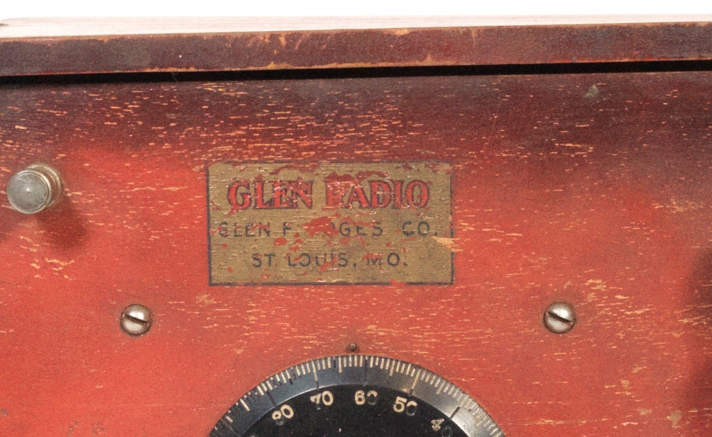 1922 Glen Crystal Radio * Rare 1st Version Of This Unusual St. Louis Set * Works
