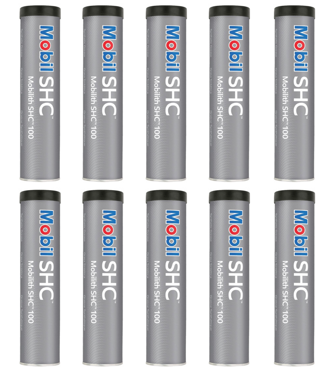 10 Pack Mobilith SHC 100 grease; (10) 14oz tubes