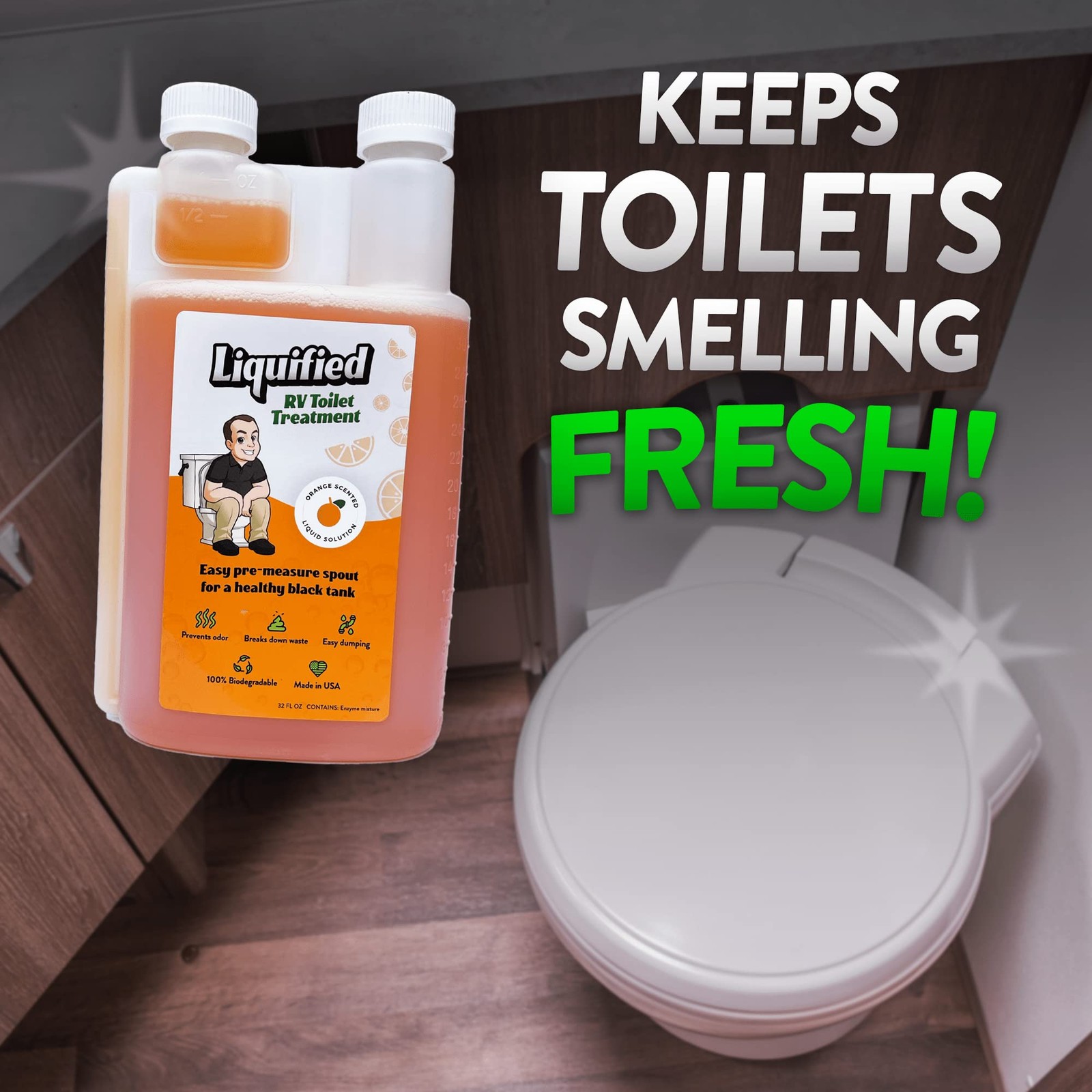Liquified RV Toilet Treatment-Black Holding Tank Digester-Odor
