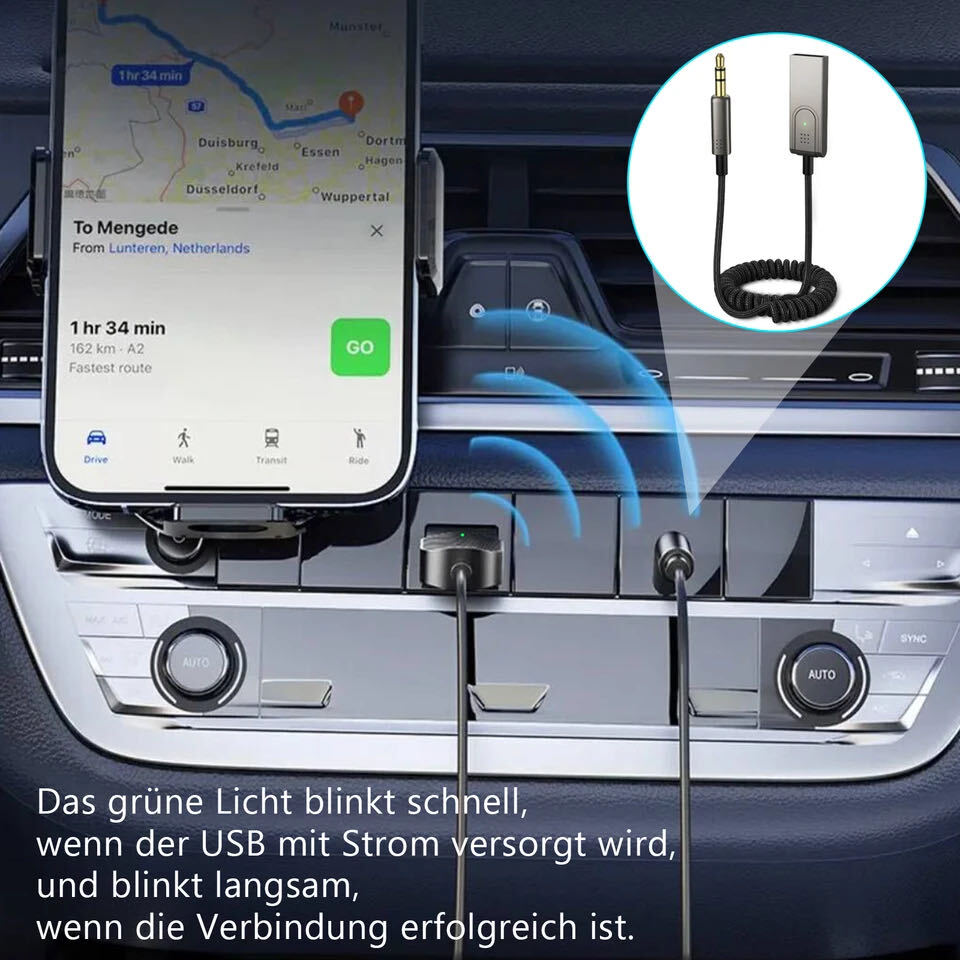 USA Aux to Bluetooth 5.1 Adapter 3.5mm Bluetooth Receiver Microphone for Car Lot