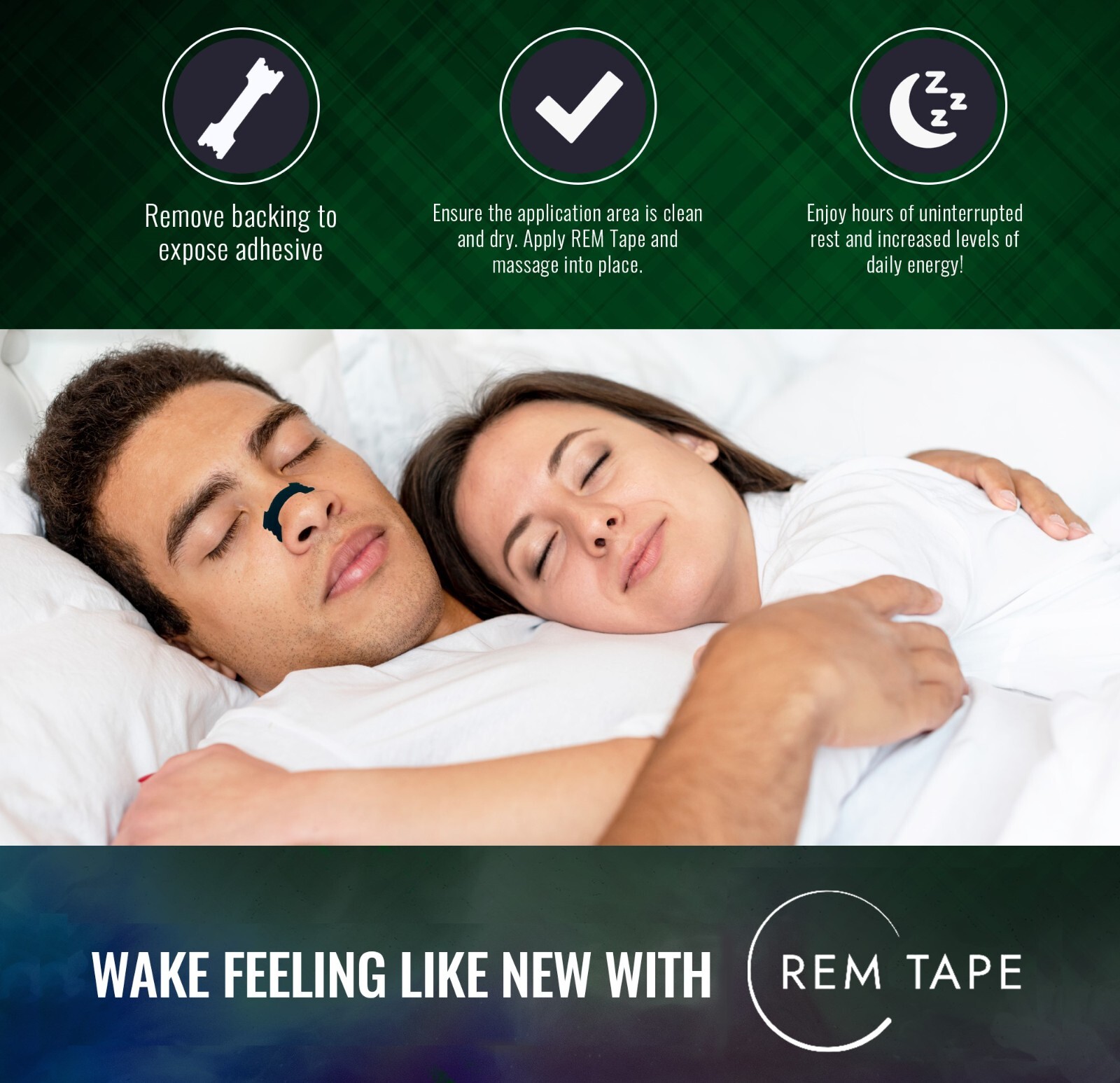REM Tape™ Extra Strength Nasal Strips (30 Pack). Congestion and Snoring Relief.