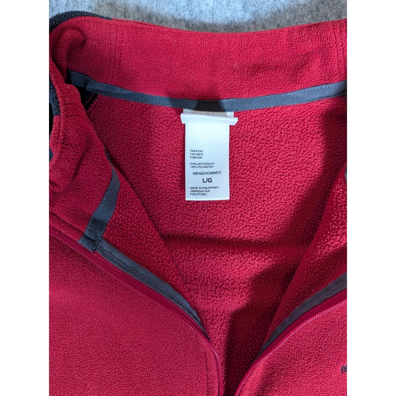 The North Face Mens Red Black Fleece Pullover 1/4 Zip Sweater Large L