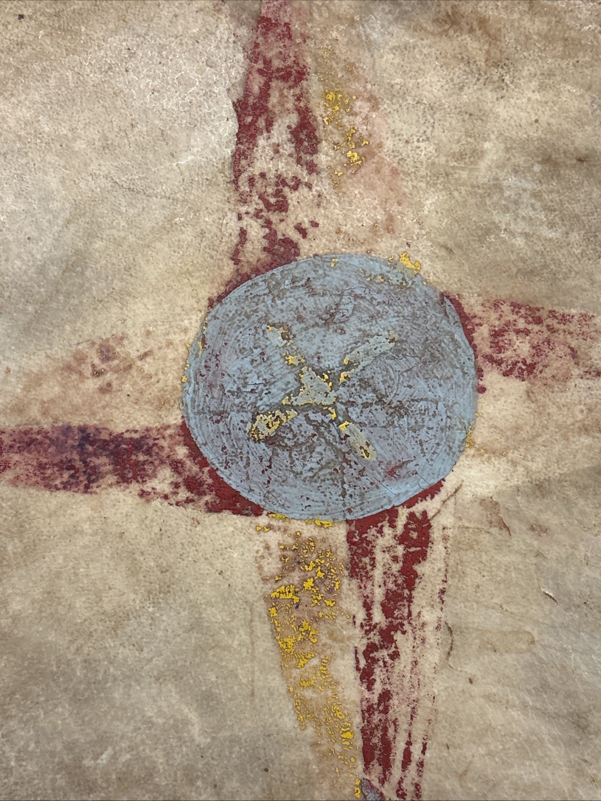 Antique Native American Plains Painted Drum Pictorial Morning Star Painted Drum