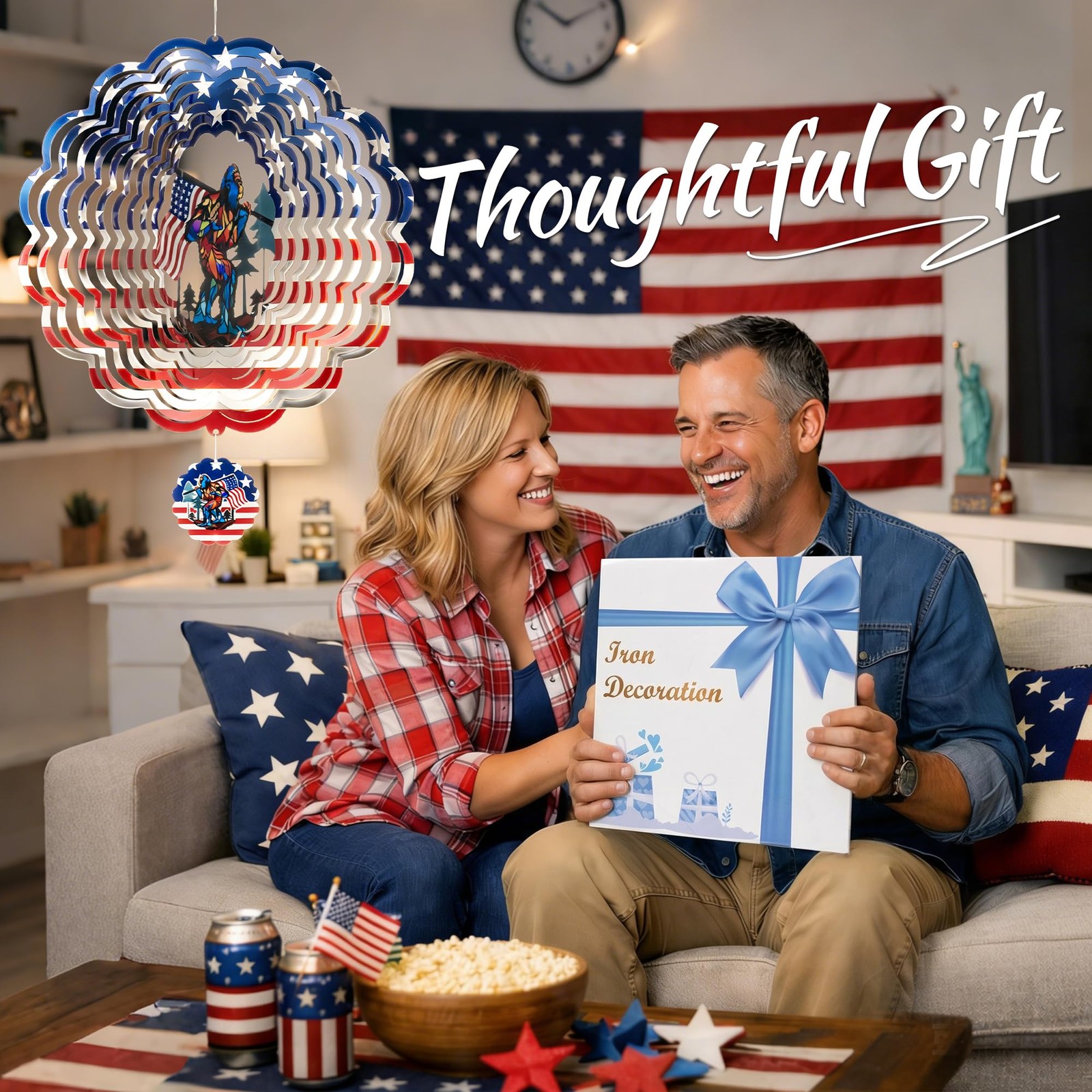 SUNCKET Bigfoot Wind Spinner, 12 Inch Stainless Steel Outdoor Garden Decor with