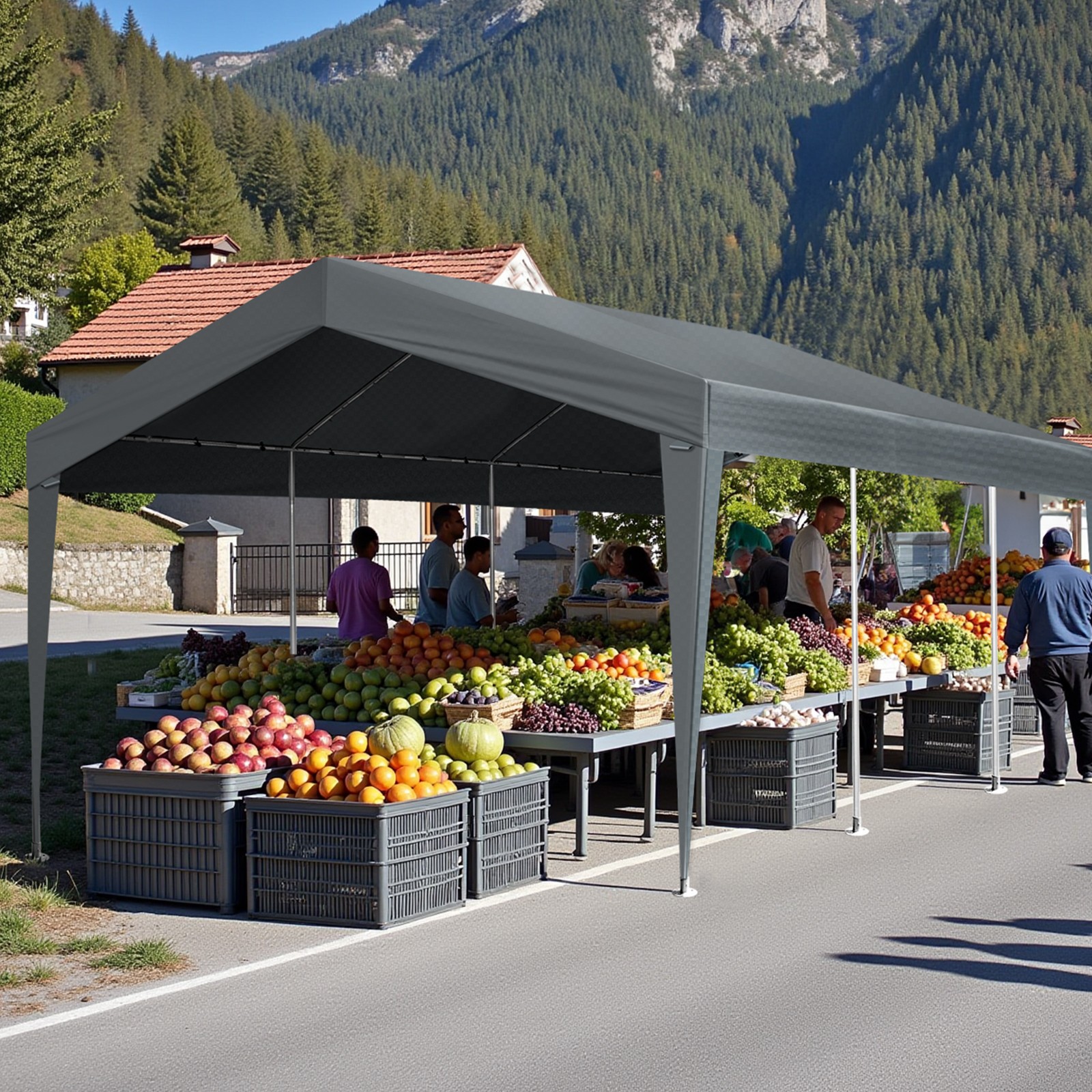 10x20 ft Carport Canopy Car Shelter Garage Heavy Duty Party Shed Tent & 4 Walls