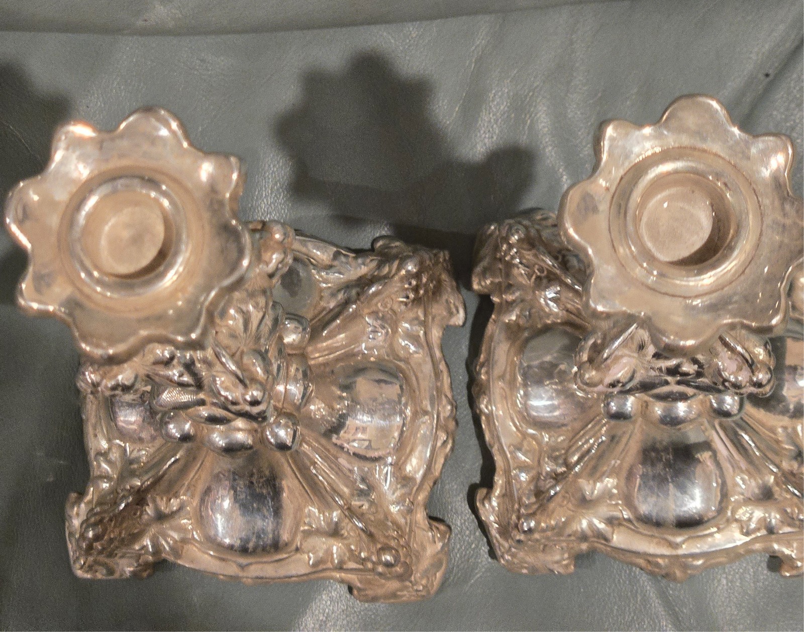 2 x Silver Candelabras, Candle holders, 947 grams .999 pure, no fillers in base.