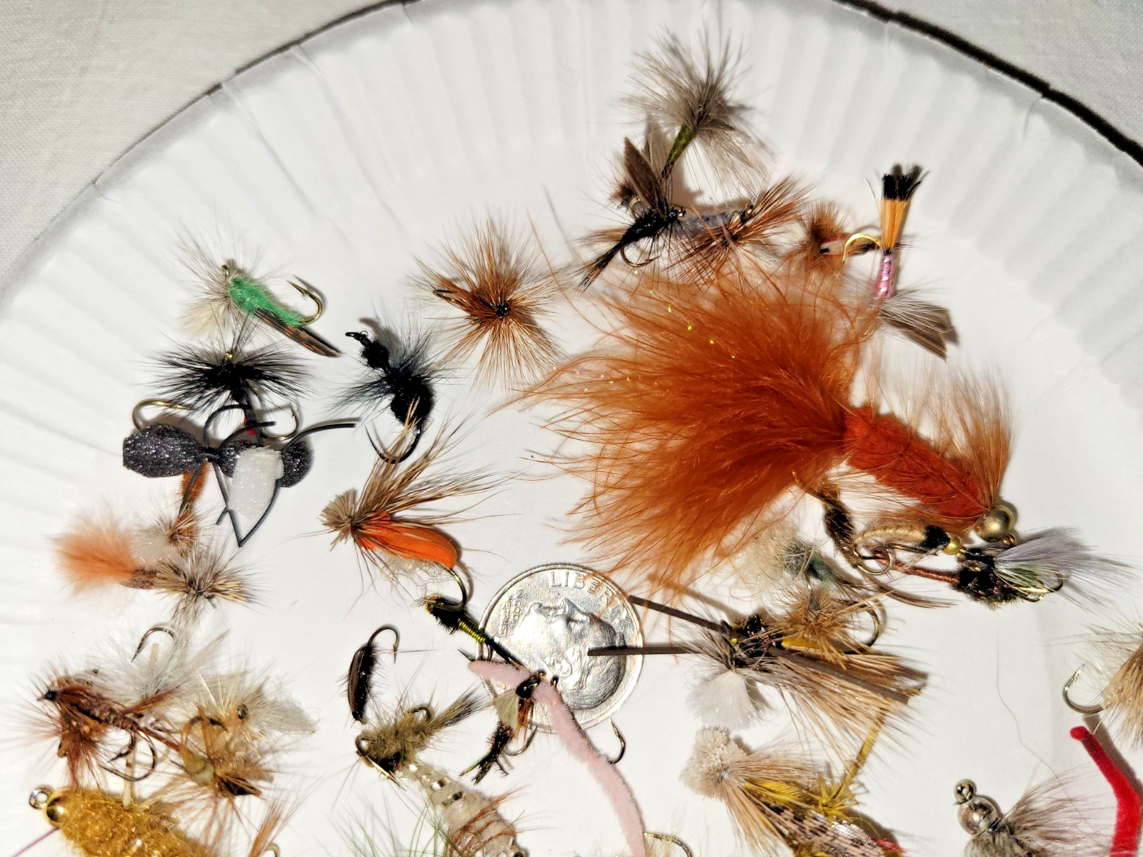 Lot of 50 FLY FISHING FLIES Assorted Sizes Patterns from a fisherman's stock L17