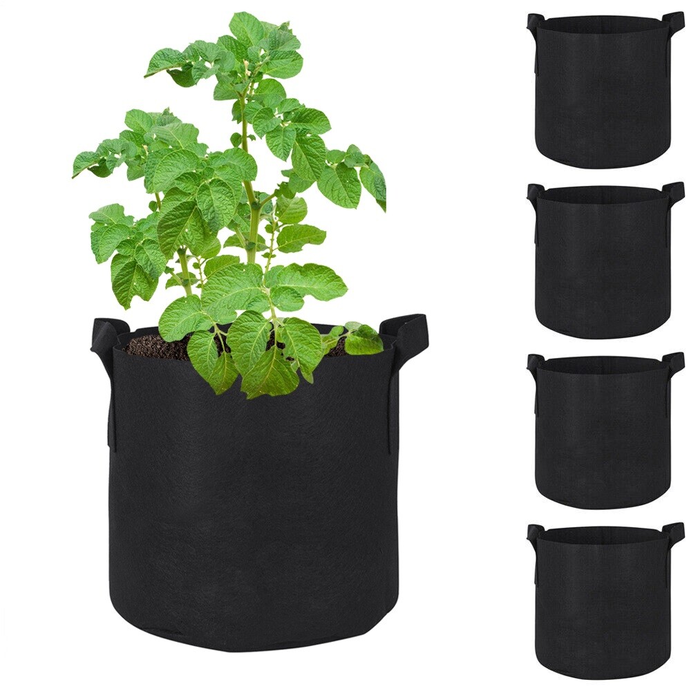 Plant Grow Bags 20 Gallon 5 Pack Fabric Pots 300G Thick Nonwoven Fabric Black