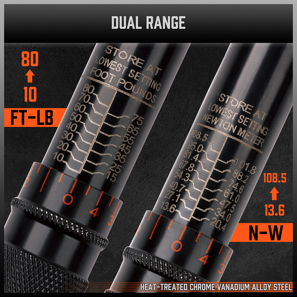 3/8" Torque Wrench Snap Socket Professional Drive Click Ratcheting Reversible