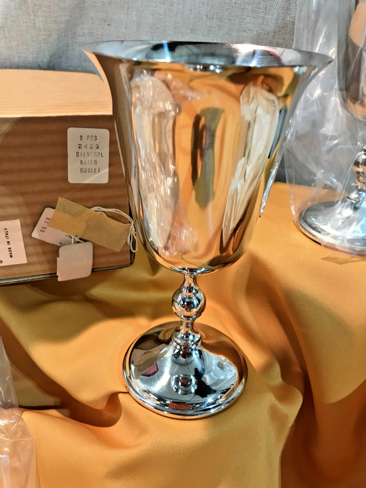 Pair NEW IN BOX OLD STOCK William Adams Silverplate WATER GOBLETS Made in Italy