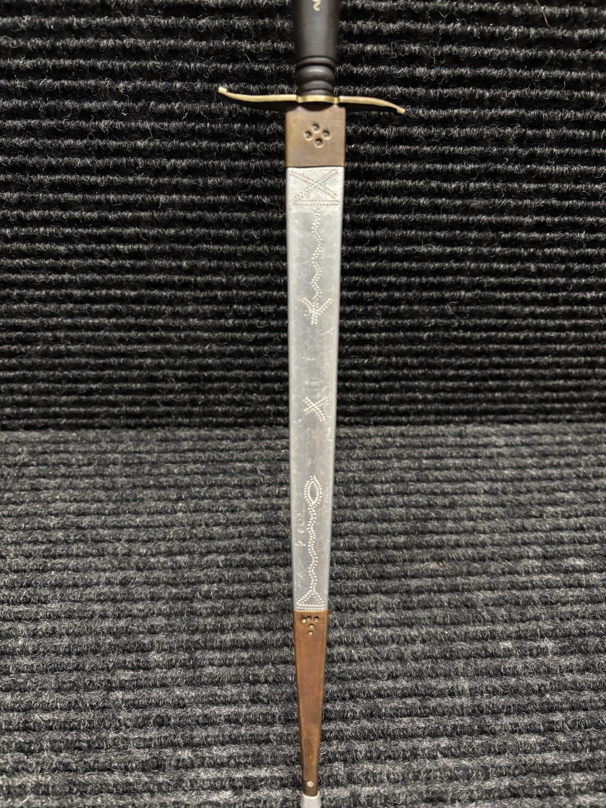 Vintage Luzon Philippine Dagger Engraved Brass Blade Scabbard Tourist Souvenir