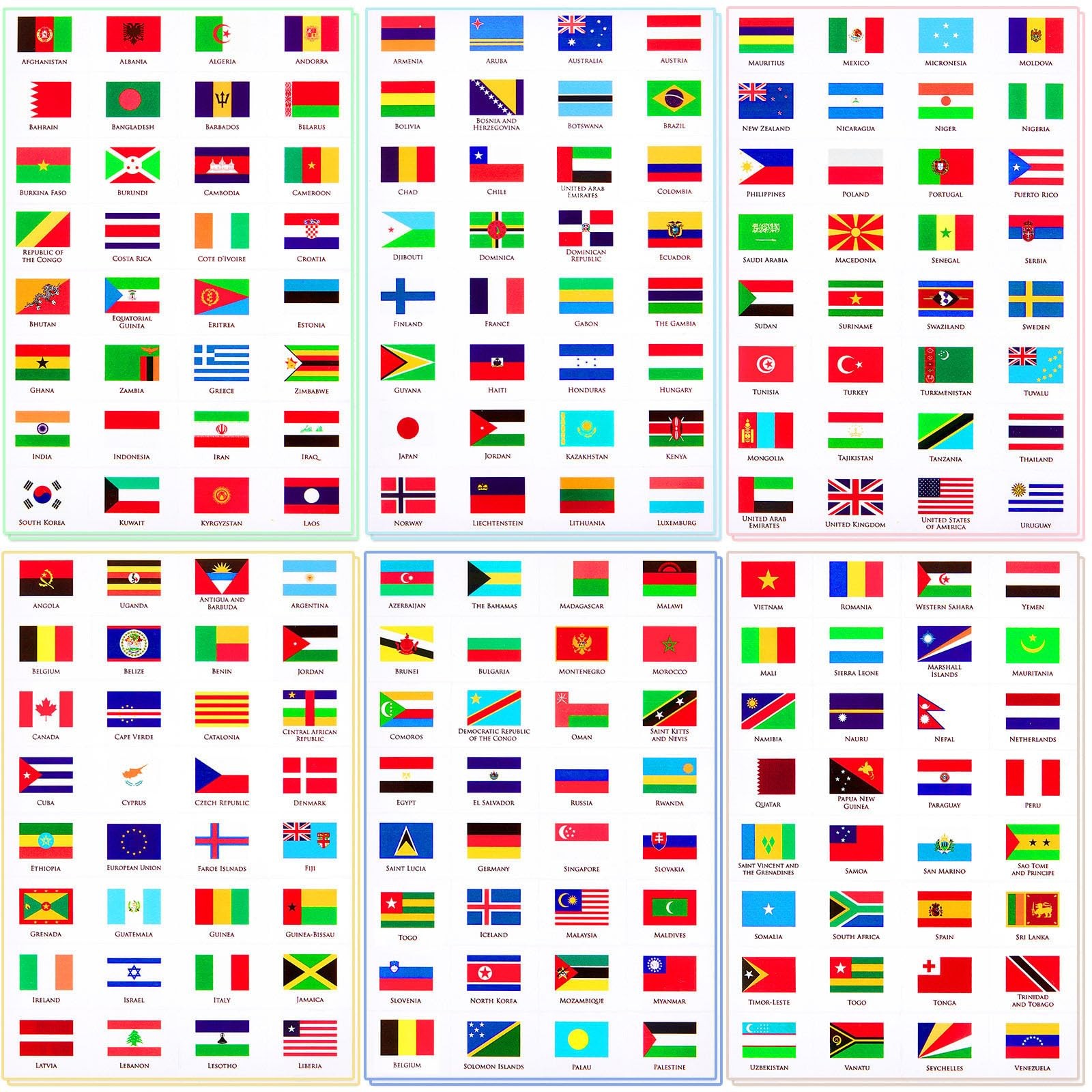 384 Pieces World Assorted Country Flag Stickers Decals