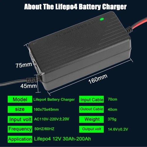 12V 10Ah 30Ah 50Ah BMS LiFePO4 Lithium Battery with Charger for RV Marine Lot