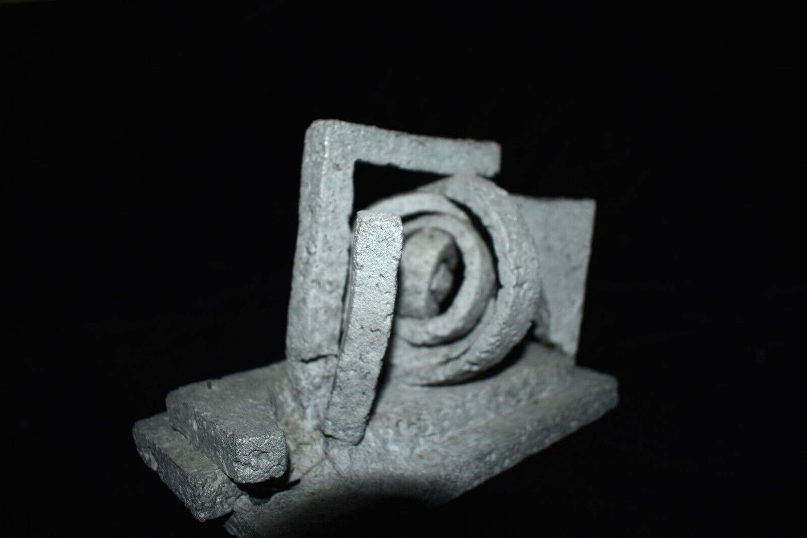 Mid Century Modern Abstract Cement Concrete Art Sculpture Unsigned