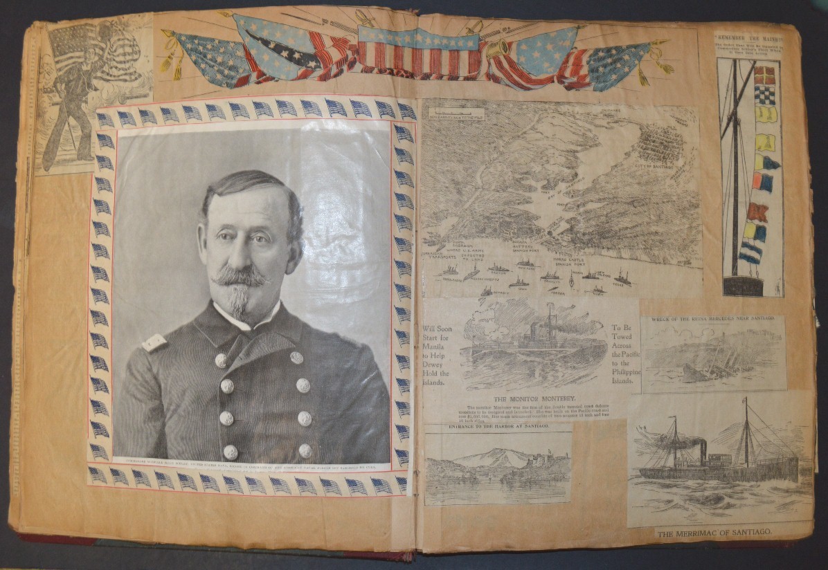Antique 1898 SPANISH AMERICAN WAR SCRAPBOOK, Huge, Original ! Remember the Maine