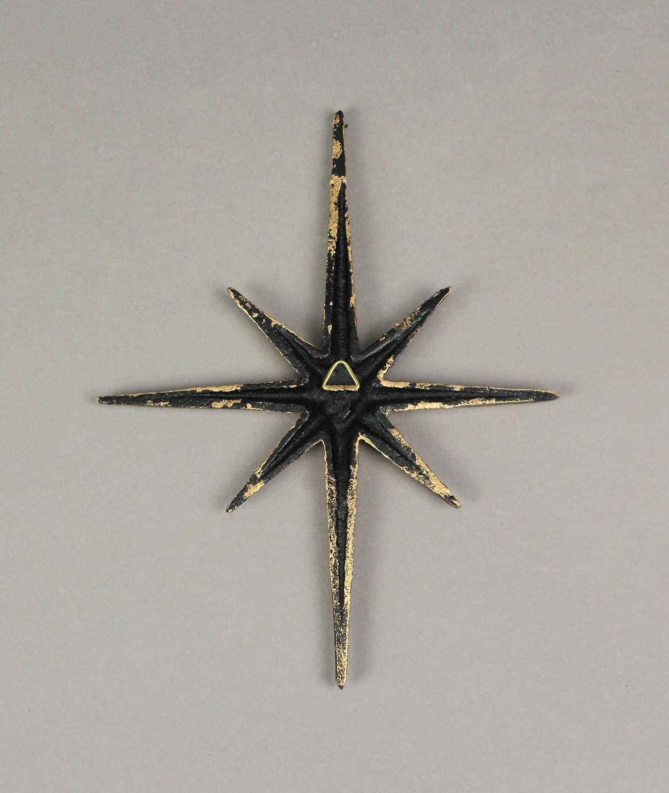 Set of 3 Gold Cast Iron 8 Pointed Starburst Wall Hangings Mid Century Stars