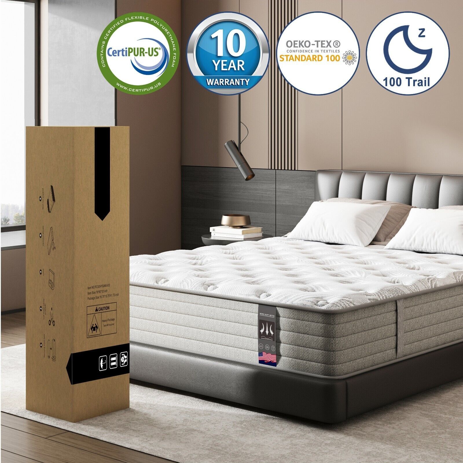 6/8/10/12/14 Inch Twin Full Queen King Gel Memory Foam Spring Mattress In A Box