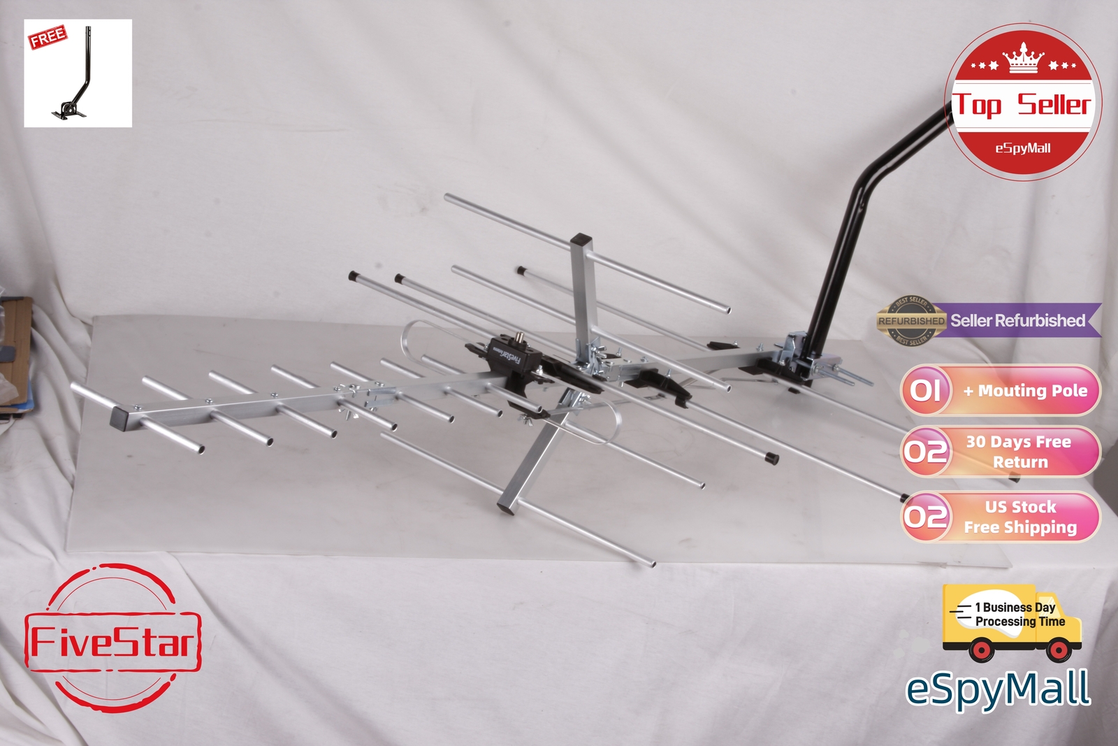Ultra HD Yagi HDTV Antenna 300 Mile for Strong UHF VHF FM Digital Signals