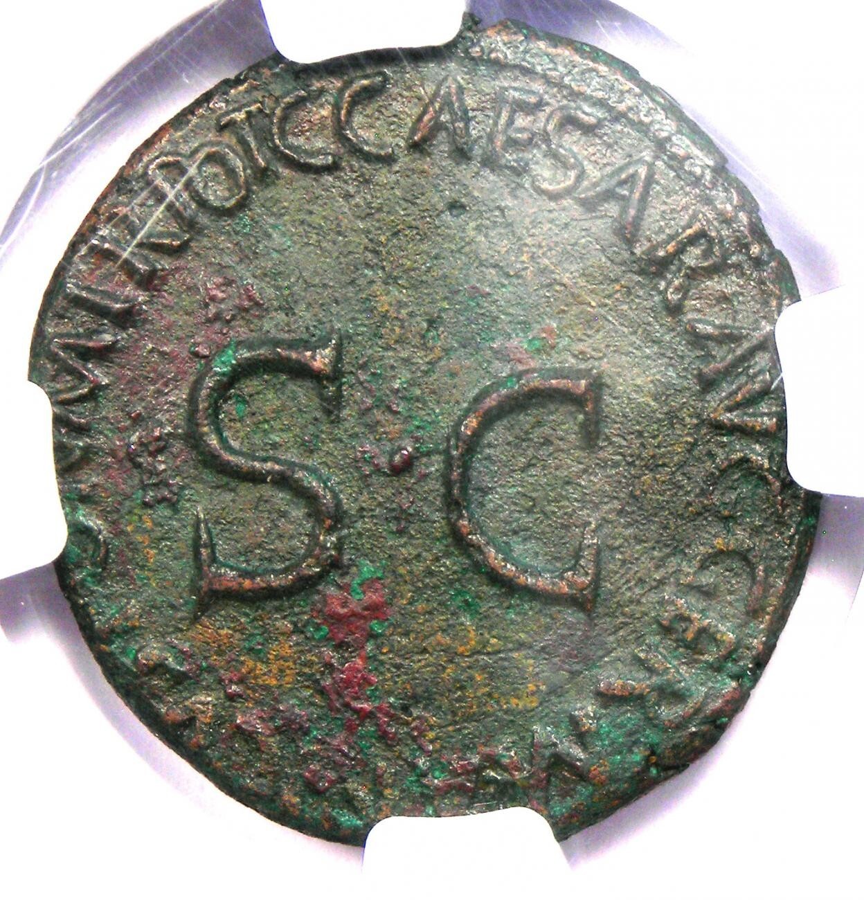 Germanicus AE As Copper Roman Coin 19 AD - Certified NGC Choice AU