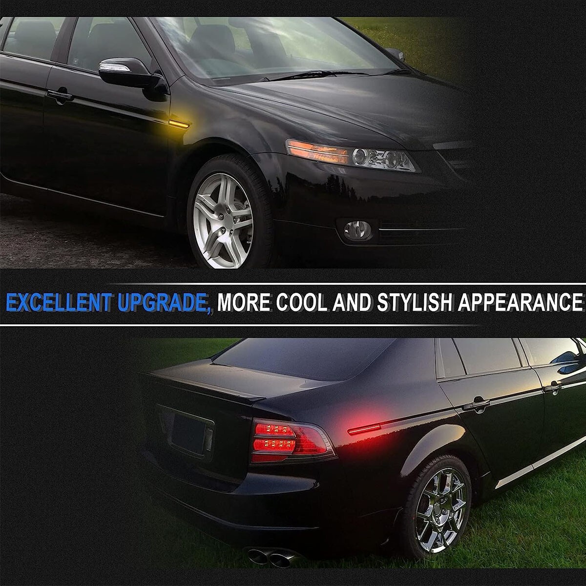 4PCS For 2004-2008 Acura TL Smoked Lens LED Front Rear Fender Side Marker Lights