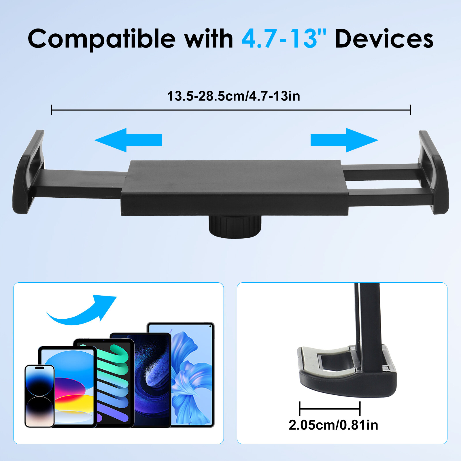 Tablet Phone Wall Mount 360° Rotating Foldable Holder for 4.7-13" iPad iPhone