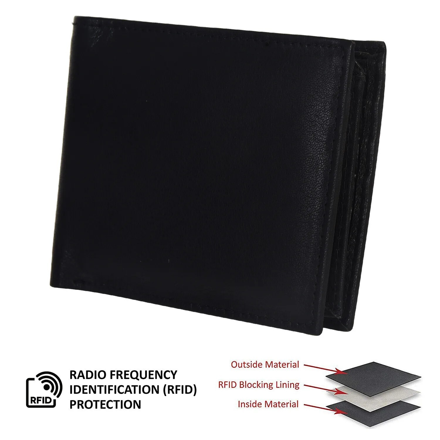 Genuine Leather Minimalist Bifold Wallets For Men RFID Blocking Slim Mens Wallet