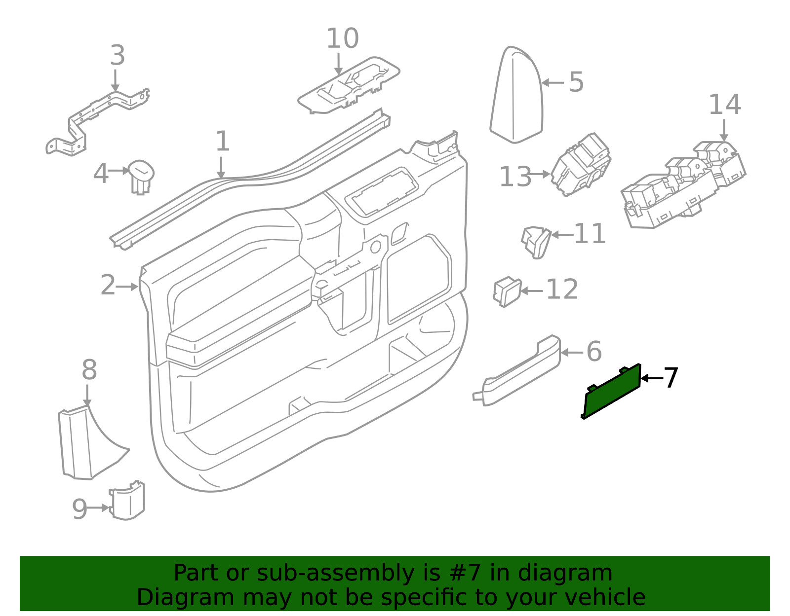 Genuine Ford Door Panel Handle Cover FL3Z-15237W24-AA