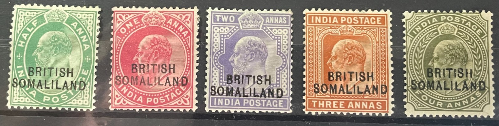 BRITISH SOMALILAND 1903 Edward VII values to 4 annas MH
