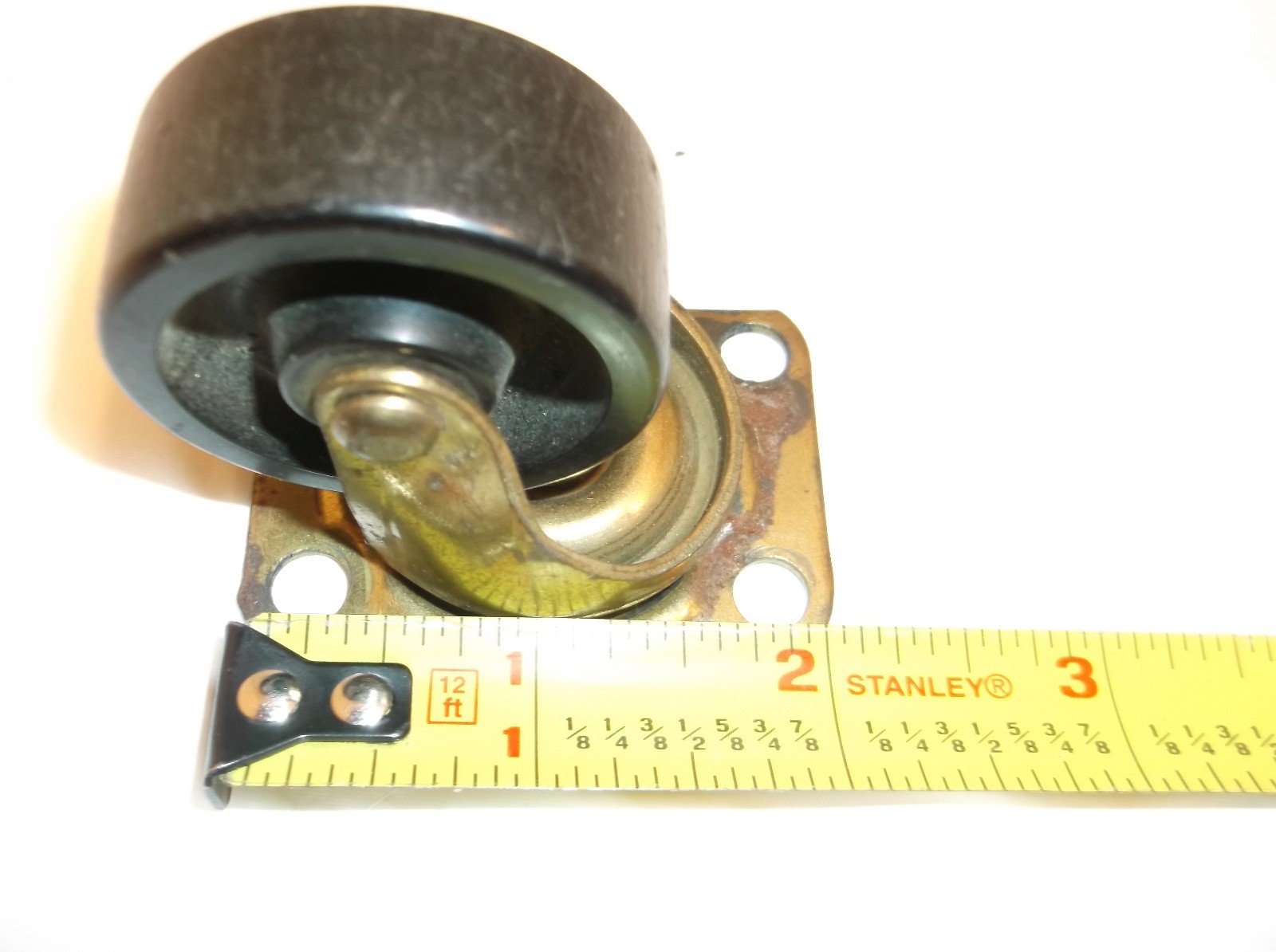Vintage SWIVEL FURNITURE CASTORS 1-1/2" Wheels Brass Swivels - Lot of 2
