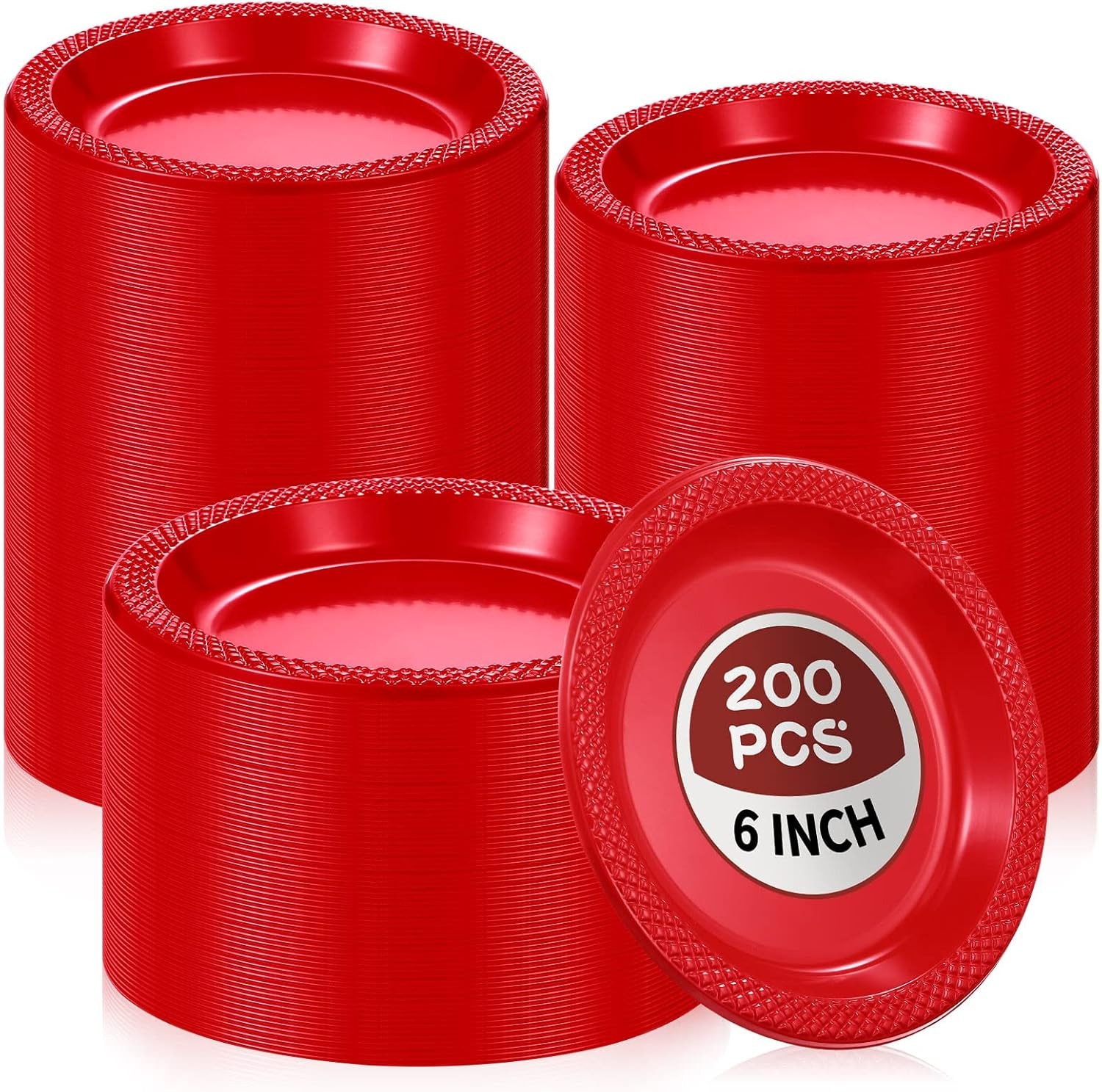 Bulk Red Round Plates - 6 Inch Disposable Dinnerware for All Occasions