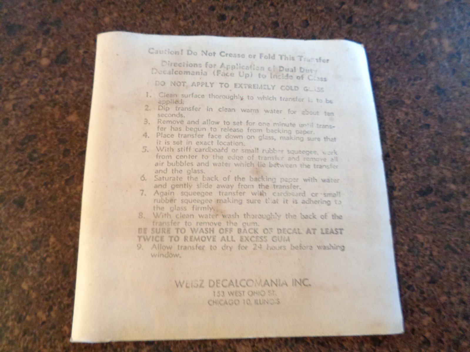 1898-1902 Spanish American War Decal WEISZ Chicago AS IS ROUGH Cuba Porto Rico