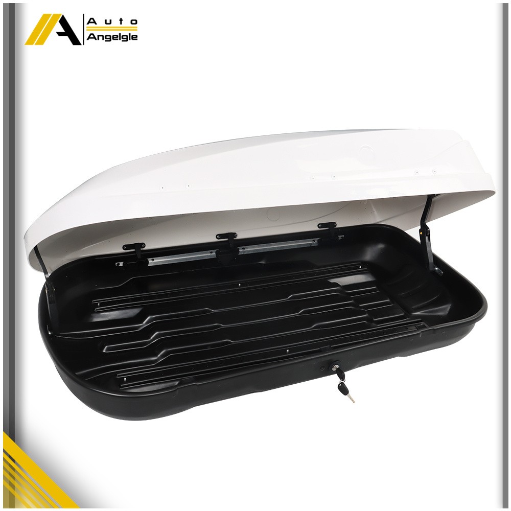 White 14 ft3 ABS Car Roof Top Box Cargo Luggage Carrier 2 Locks Toolless Install