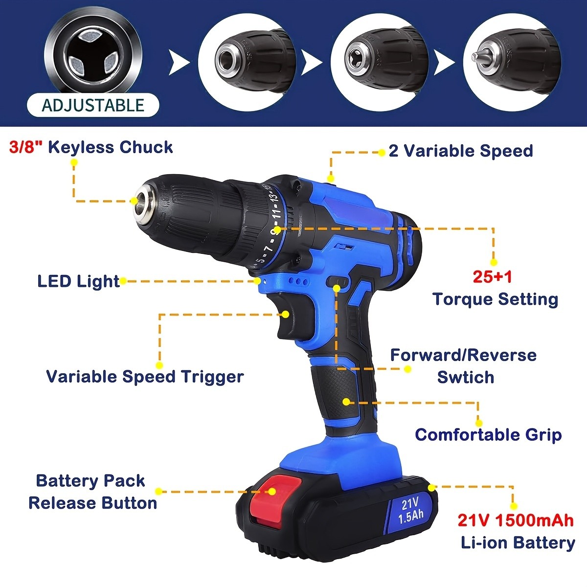 21V Cordless Drill & Driver Kit: Electric, Rechargeable with Charger (NEW)