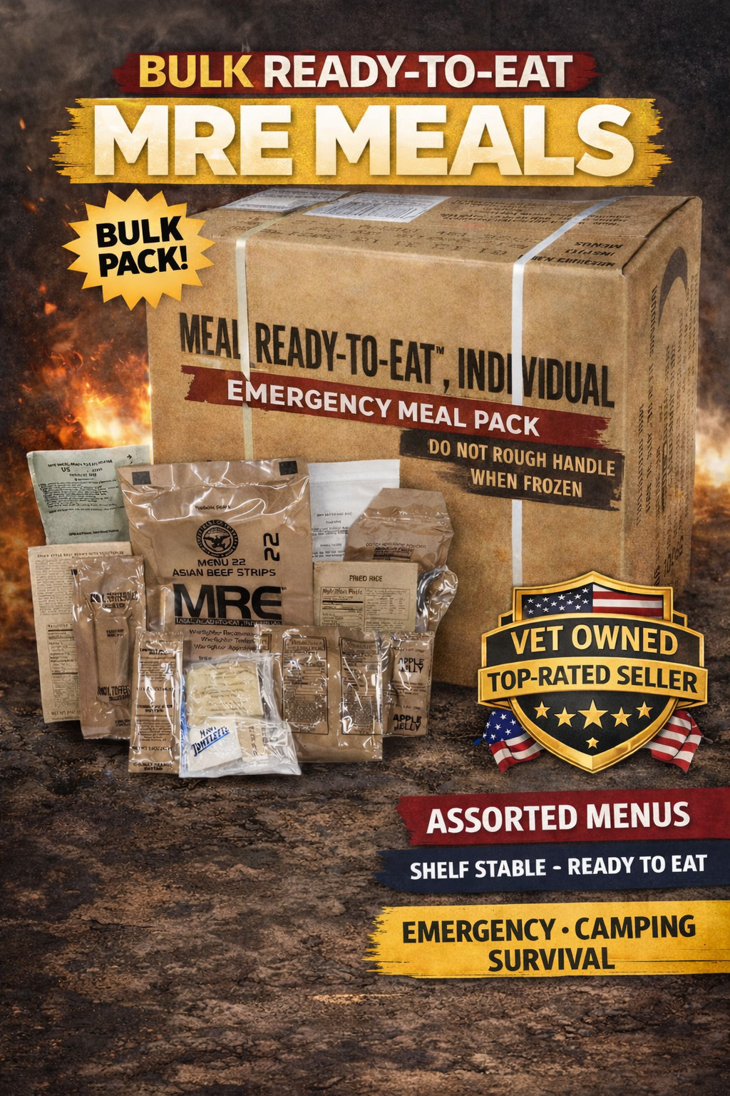 MRE U.S. Military Ready to Eat Meals INSP 2025 or Better - Options 1,2,48 pack-=
