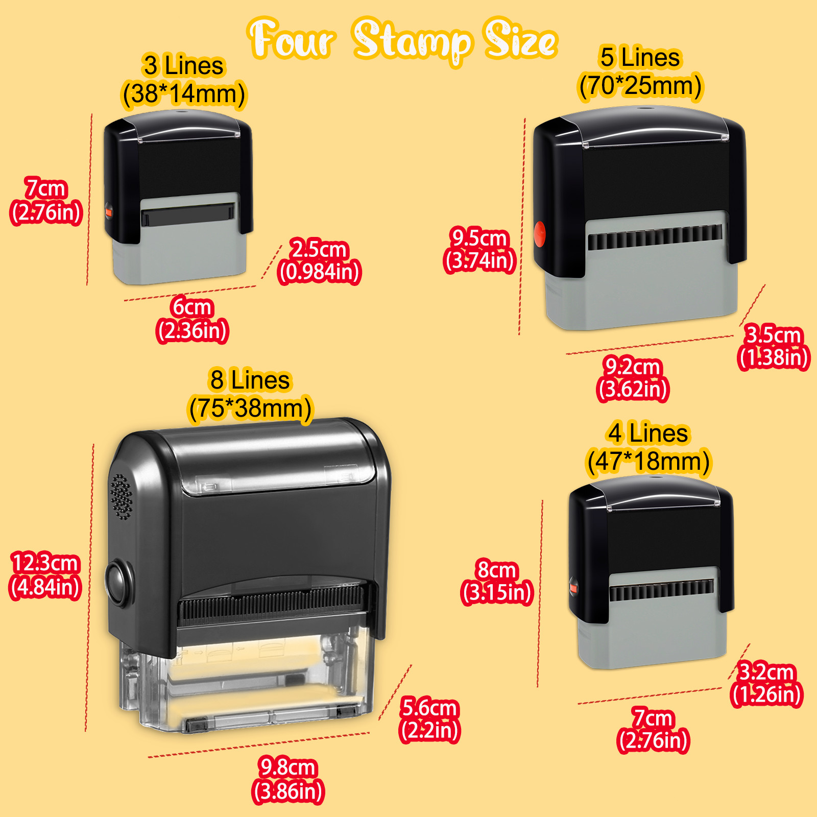 Custom Self-Inking Rubber Stamps Personalized Return Address Up to 3-8 Lines